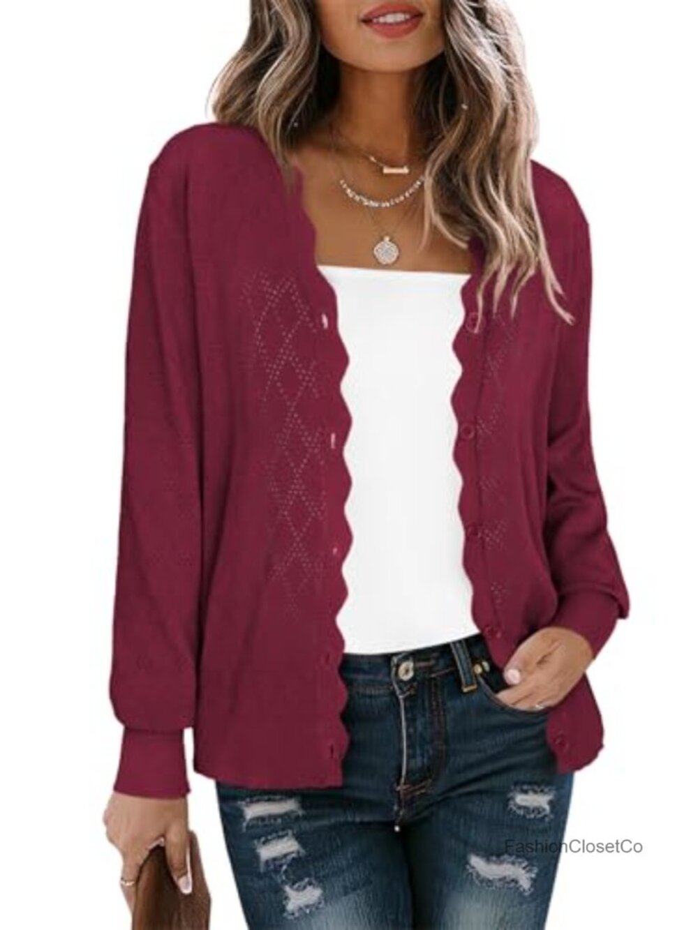 LILBETTER Women's Button Down Cardigan Lightweight Ribbed Knit Sweater